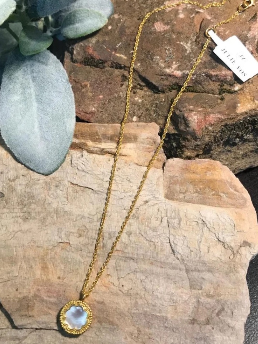Julie Vos Trieste Coin Solitaire Gold Mother of Pearl Necklace
